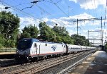 Northbound Amtrak Northeast Regional being led by Sprinter # 612